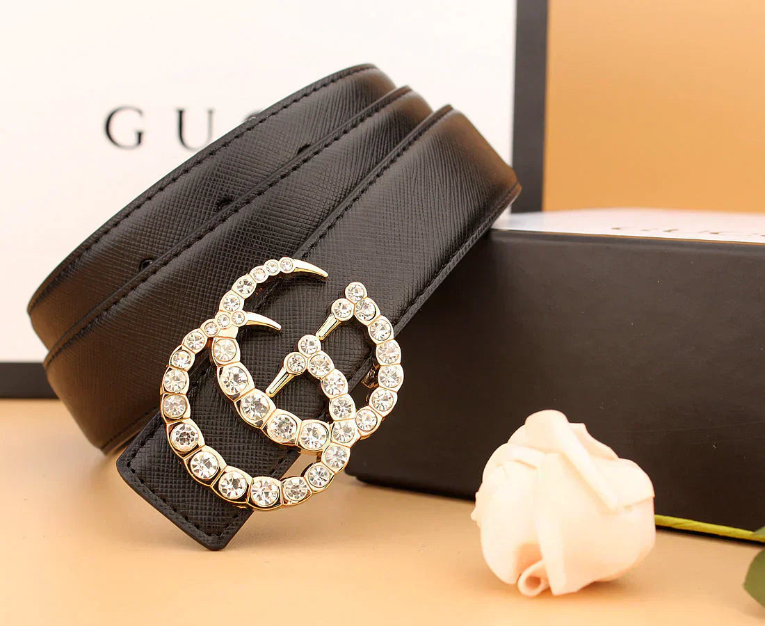 2025 2 Styles Double G Rhinestone Belt
