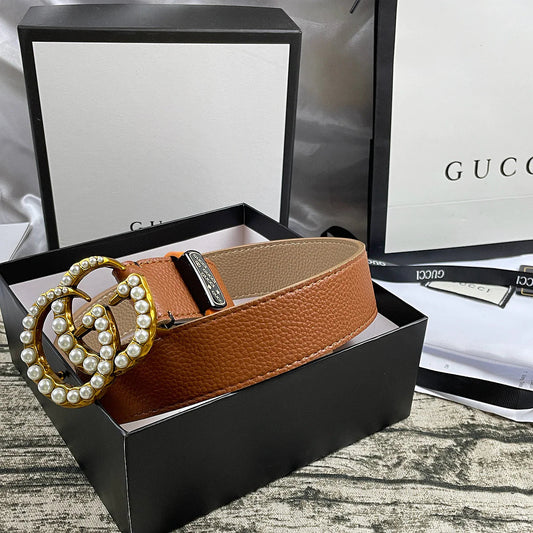 2025 4 Colors Double G Pearl Litchi Pattern Double Sided Belt