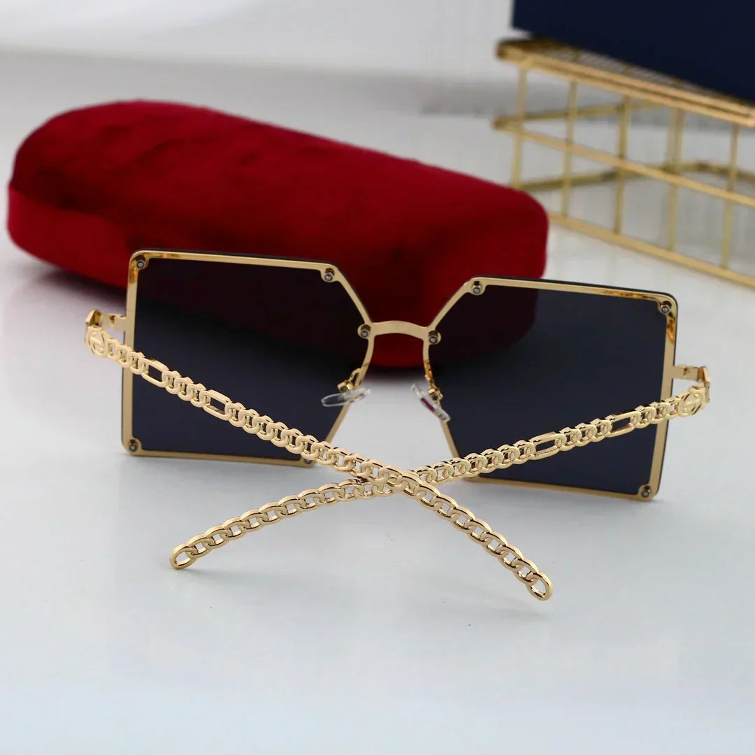 2025 Large frame rimless metal sunglasses
