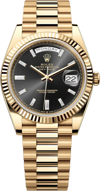 Gold President Day-Date 40mm Black Diamond Rectangular Dial - 228238 - New Watch for 2025