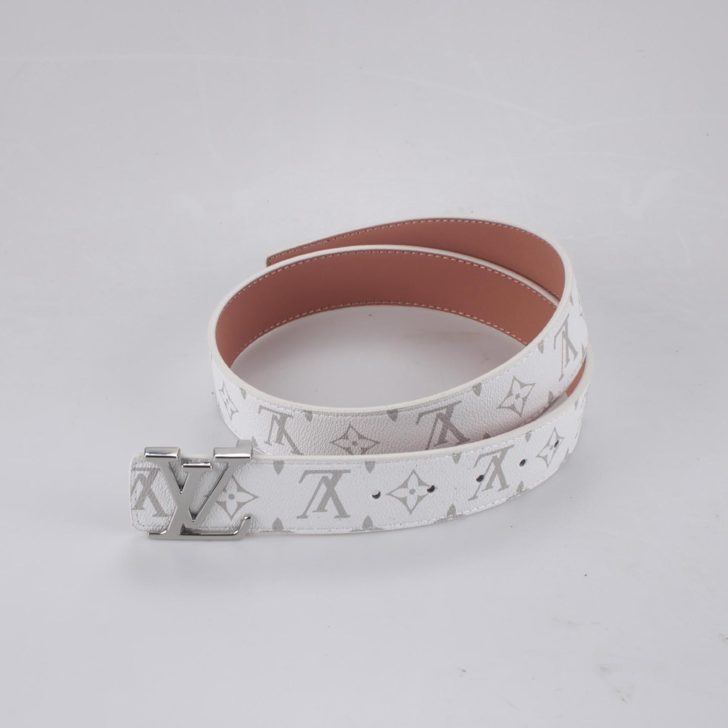 2025 Classic Silver Buckle White Plaid Men's Belt 211