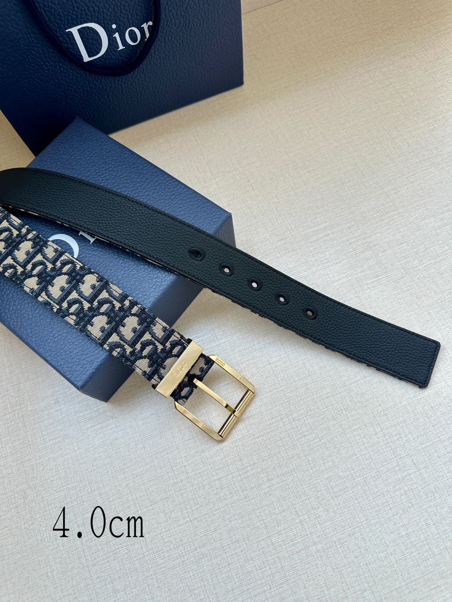 2025 Black grained cowhide leather belt Width 4.0cm