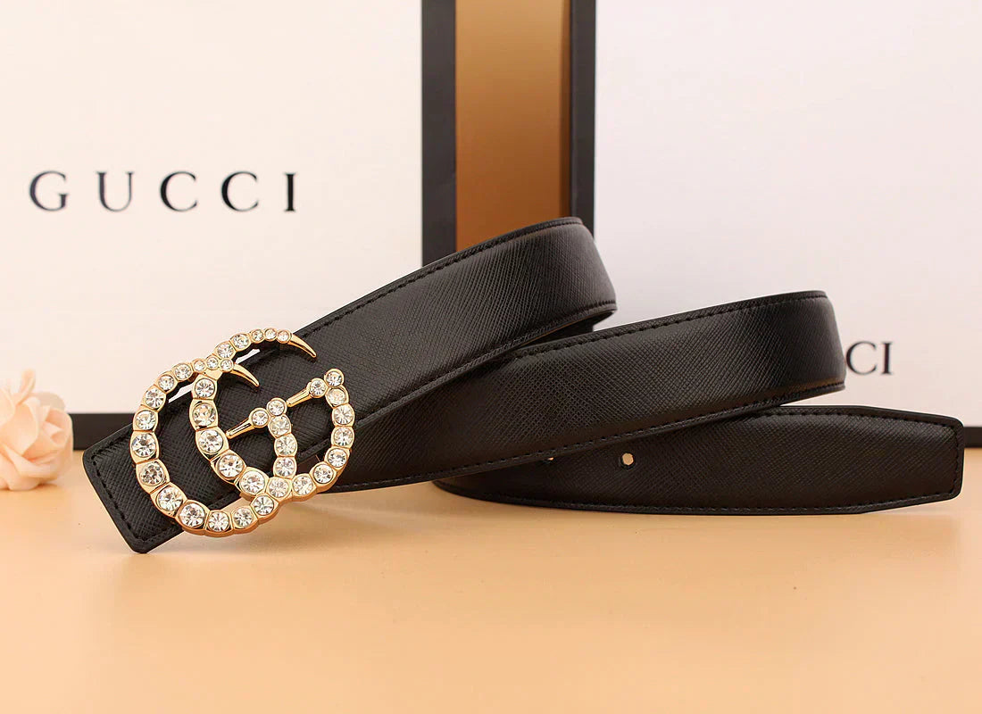 2025 2 Styles Double G Rhinestone Belt