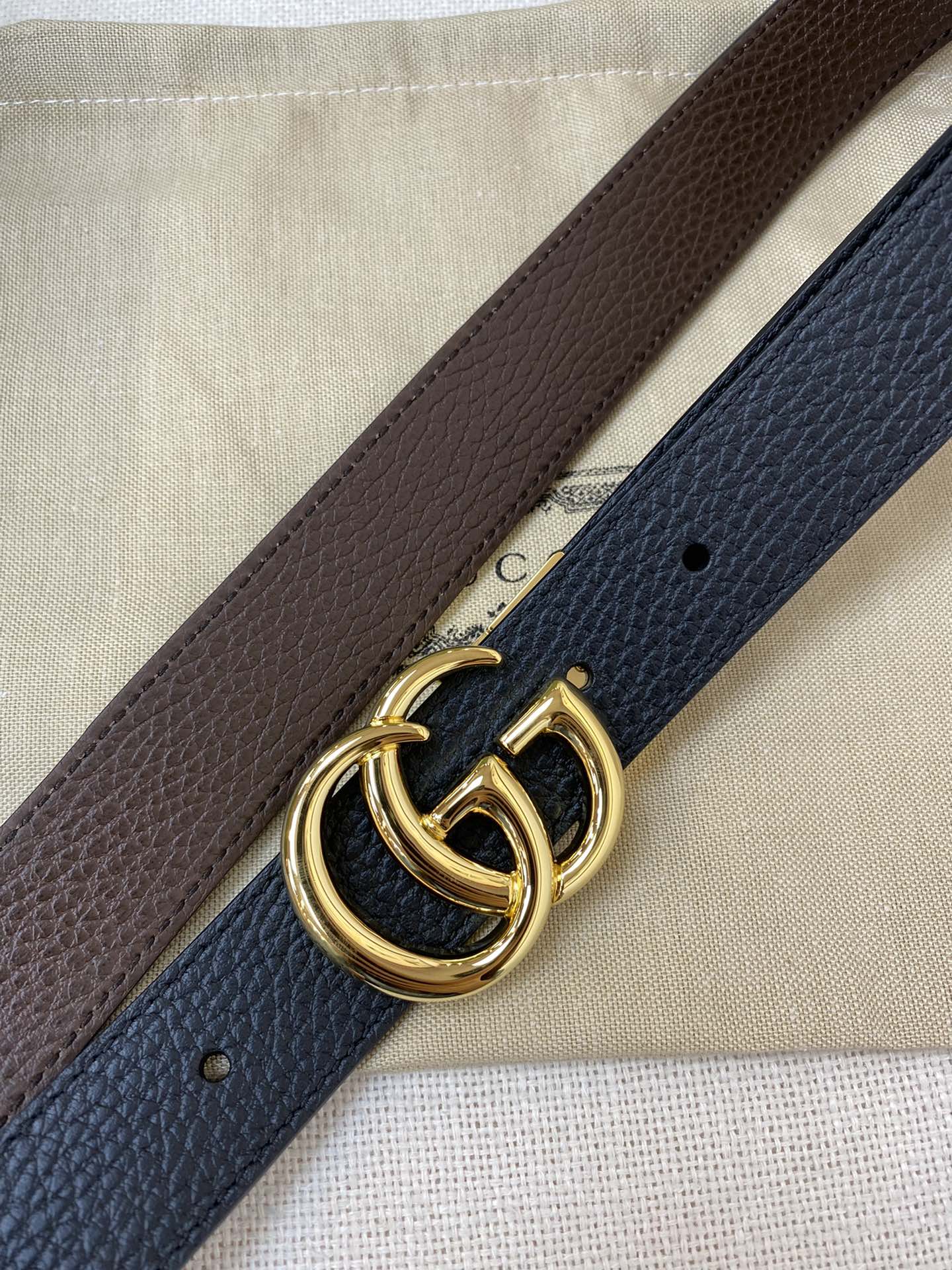 2025 Double-sided imported top-layer cowhide lychee pattern belt, black and coffee, width 3.0