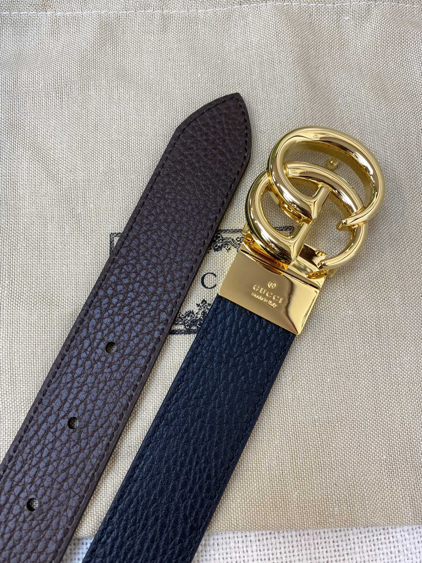 2025 Double-sided imported top-layer cowhide lychee pattern belt, black and coffee, width 3.0
