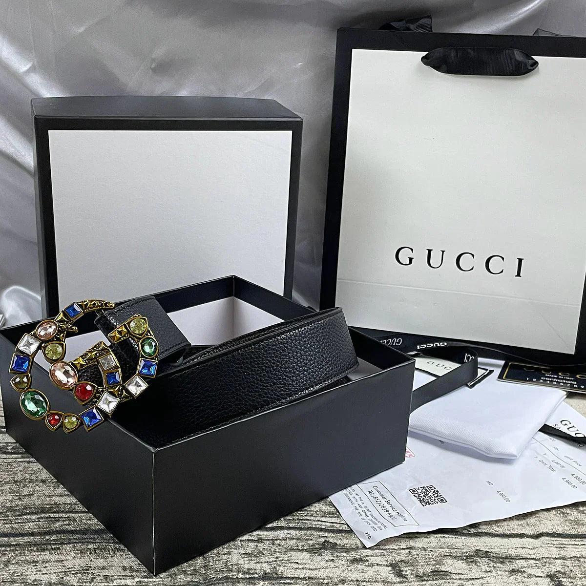 2025 belt 4 Colors seven-color rhinestone double-sided lychee pattern belt
