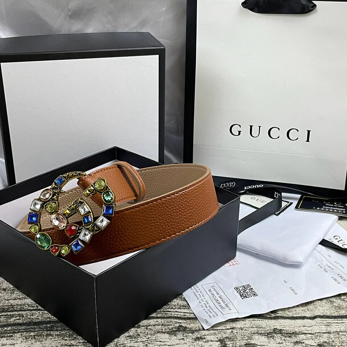 2025 belt 4 Colors seven-color rhinestone double-sided lychee pattern belt
