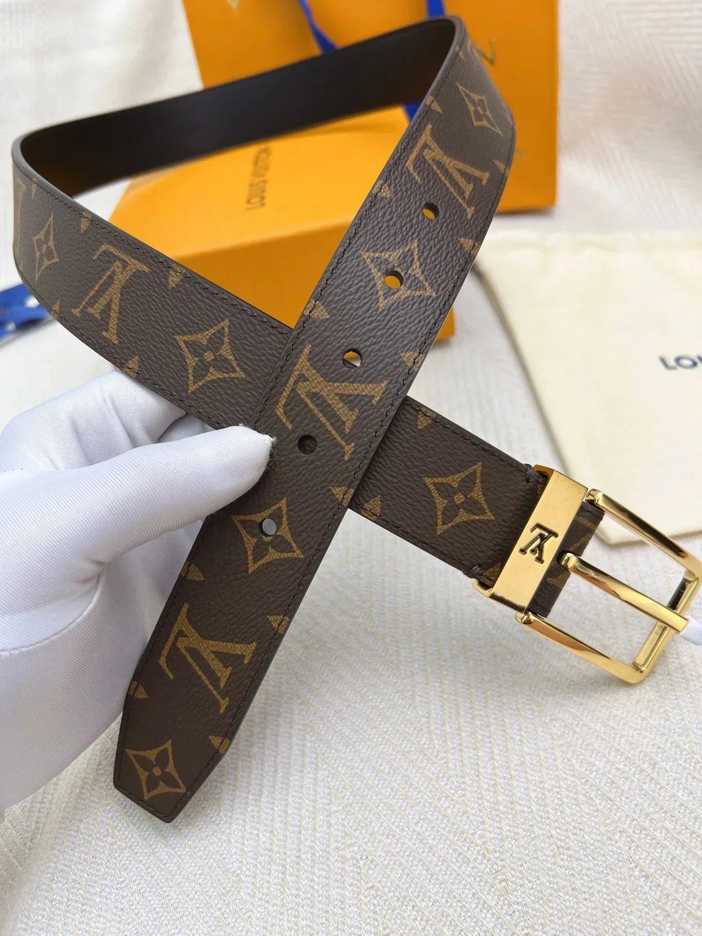 2025 Double-sided imported special fabric electroplated copper buckle belt 3.5cM