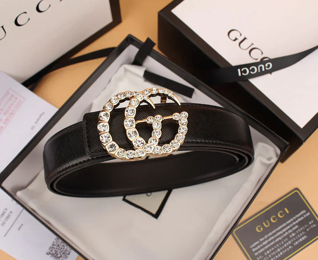 2025 2 Styles Double G Rhinestone Belt
