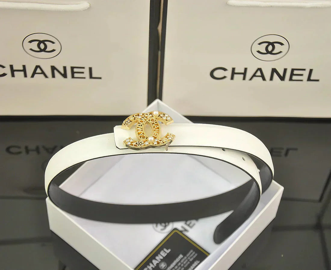 2025 6-color double C hollow-out LOGO pearl belt