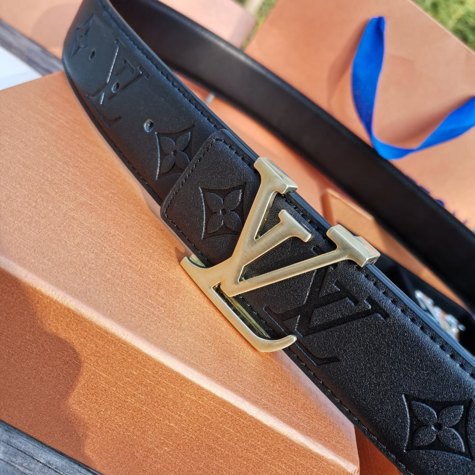 2025 Double Buckle Embossed Men's Belt