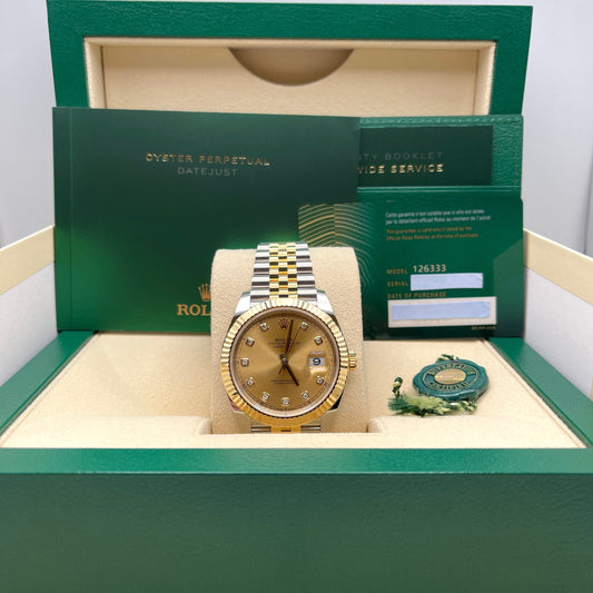 2025 Watch Datejust 126333 Yellow Gold Stainless Steel Champagne Diamond Dial Jubilee