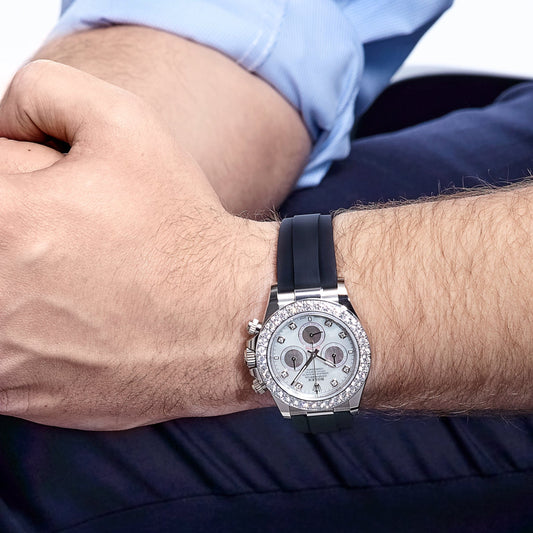 2025 Watch Daytona Cosmograph 126589RBR White Gold Diamond Mother of Pearl Dial Diamond Bezel