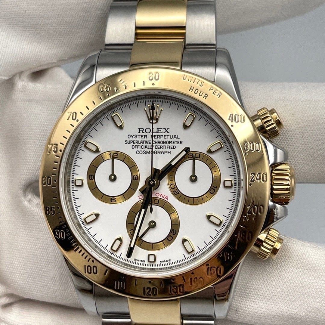 2025 Watch Daytona 116523 Stainless Steel Yellow Gold White Dial
