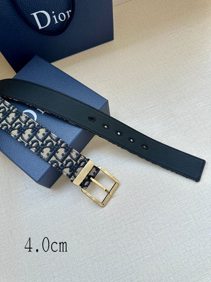 2025 Black grained cowhide leather belt Width 4.0cm