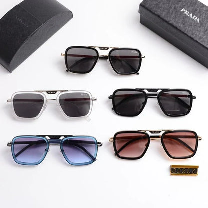 2025 Unisex Double Bridge Metal Square Sunglasses 68805