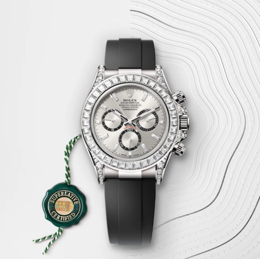 Cosmograph Daytona watch, 18K white gold case, diamond-set lugs, model M126539TBR-0002 - IJ