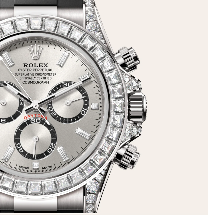 Cosmograph Daytona watch, 18K white gold case, diamond-set lugs, model M126539TBR-0002 - IJ