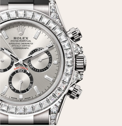 Cosmograph Daytona watch, 18K white gold case, diamond-set lugs, model M126539TBR-0002 - IJ